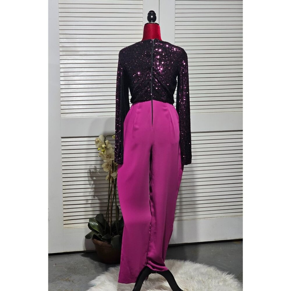 Giovanna Nicolai Women's Purple Sequin Embellished Long Sleeve Rumper Sz M 3155 - Picture 9 of 13